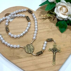 ⁠Terço Nossa Senhor pérola branco