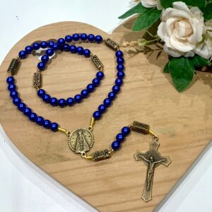 Terço Nossa Senhora azul escuro