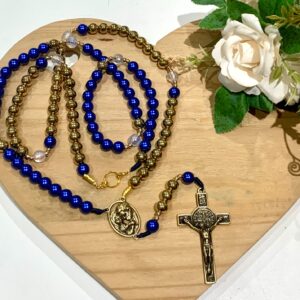 Terço Casal azul com dourado