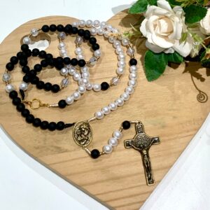 Terço casal preto com pérola